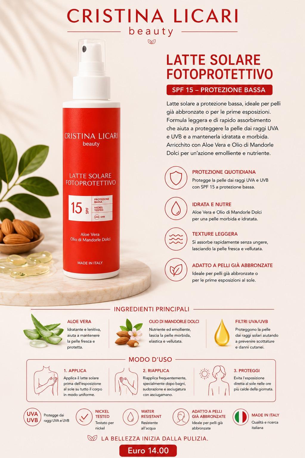 LATTE SOLARE SPRAY BASSA PROTEZIONE SPF15 - immagine 2